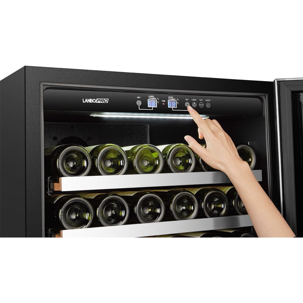 Lanbo 153 Bottles Dual Zone Stainless Steel Wine Coolers LP168D I Luxury Appliances Direct