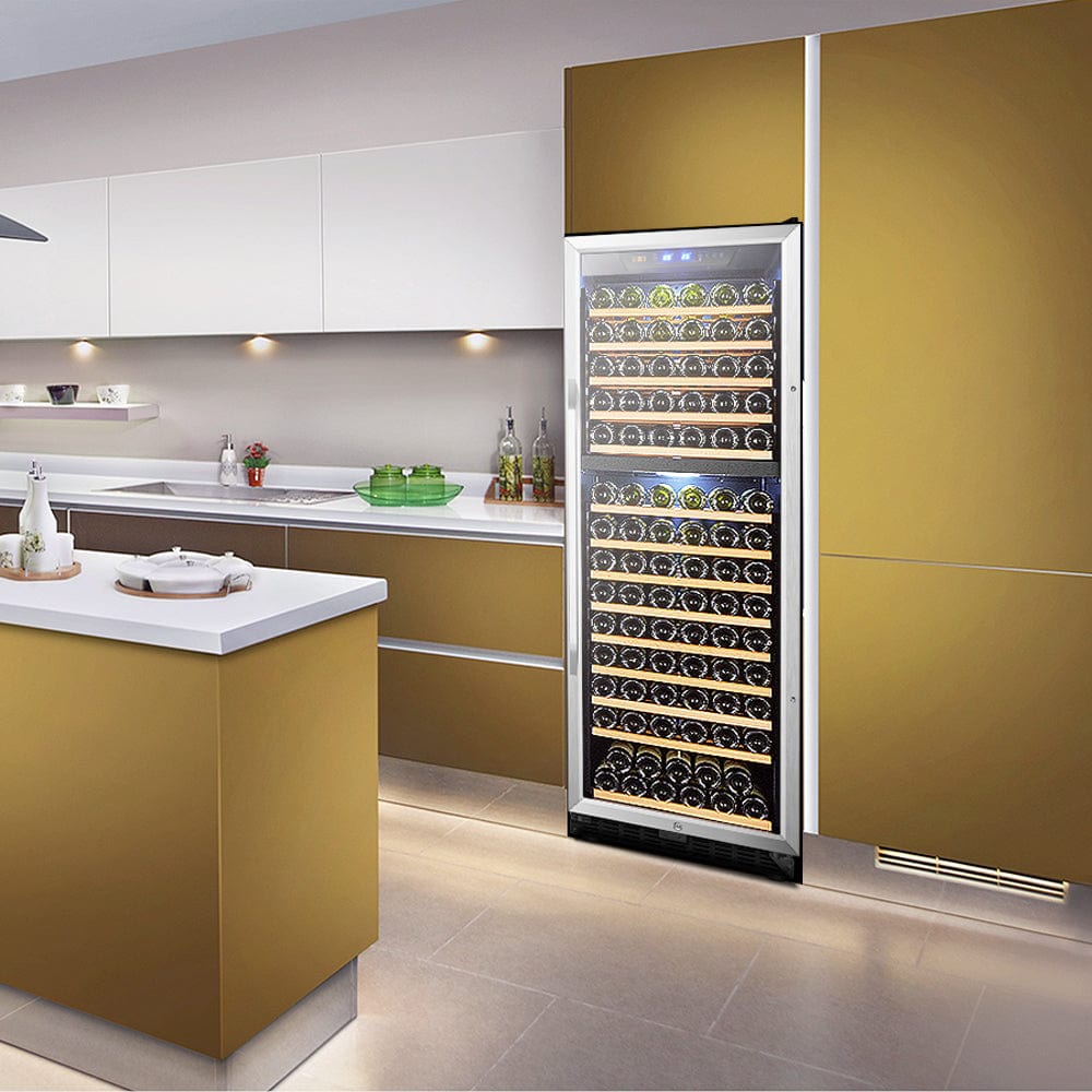 Lanbo 160 Bottles Dual Zone Stainless Steel Wine Coolers LW165D I Luxury Appliances Direct