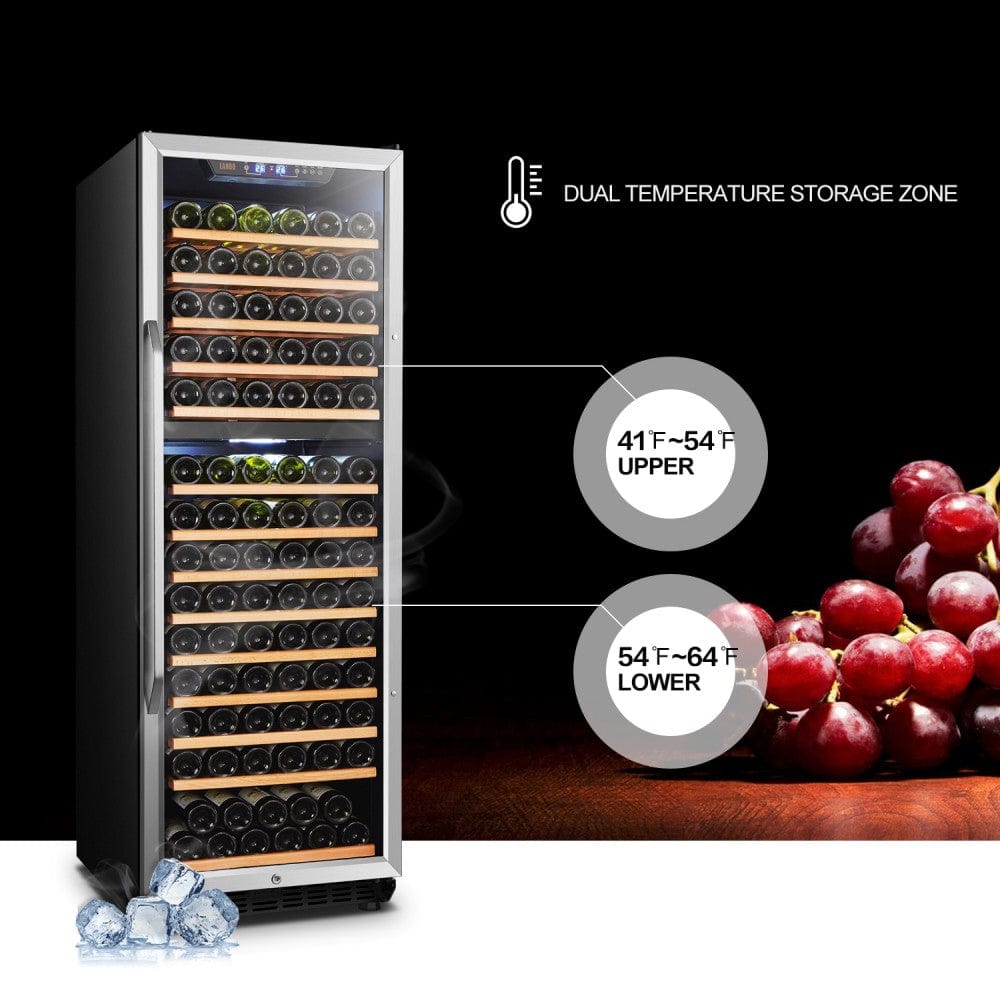 Lanbo 160 Bottles Dual Zone Stainless Steel Wine Coolers LW165D I Luxury Appliances Direct
