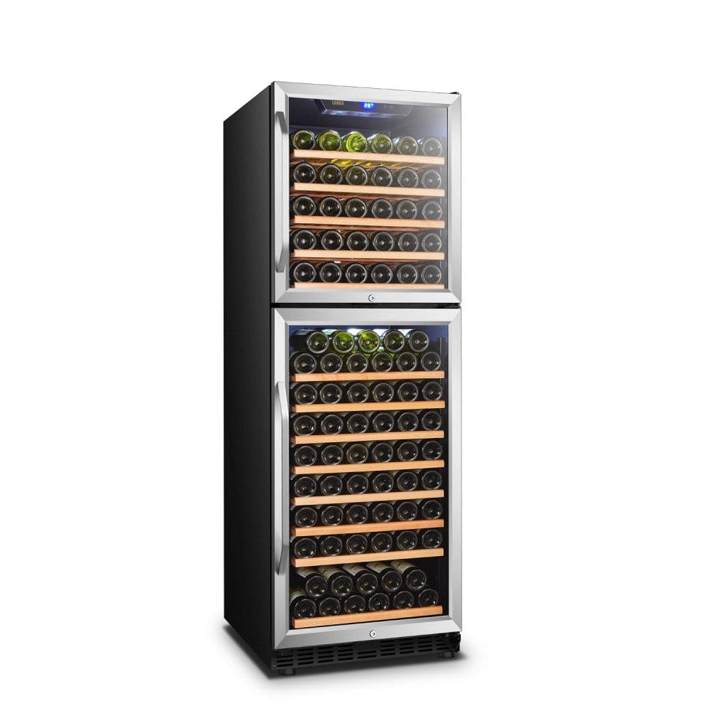 Lanbo 162 Bottles Dual Door Stainless Steel Dual Zone Wine Coolers LW162DD I Luxury Appliances Direct