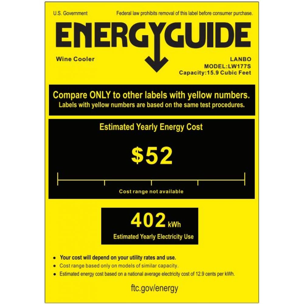 Lanbo 171 Bottles Single Zone Stainless Steel Wine Coolers LW177S I Luxury Appliances Direct
