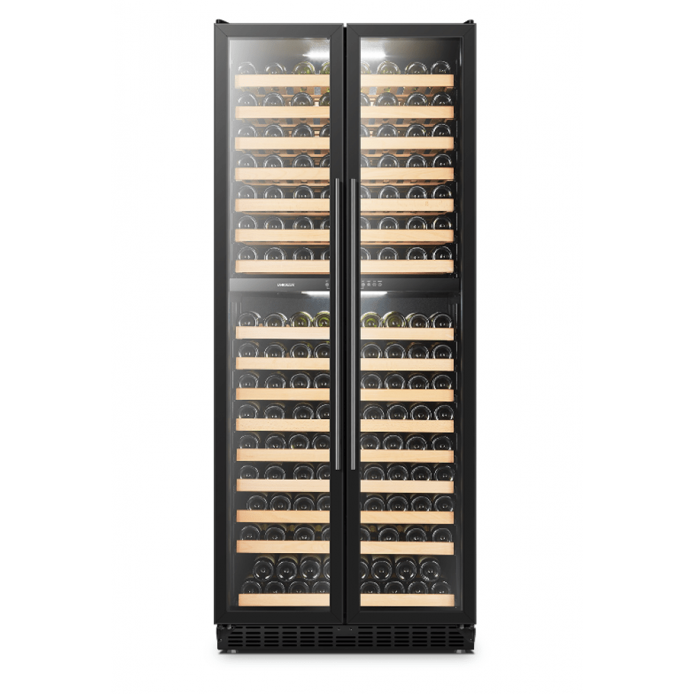Lanbo 287 Bottles Dual Black French Door Wine Coolers LP328D I Luxury Appliances Direct