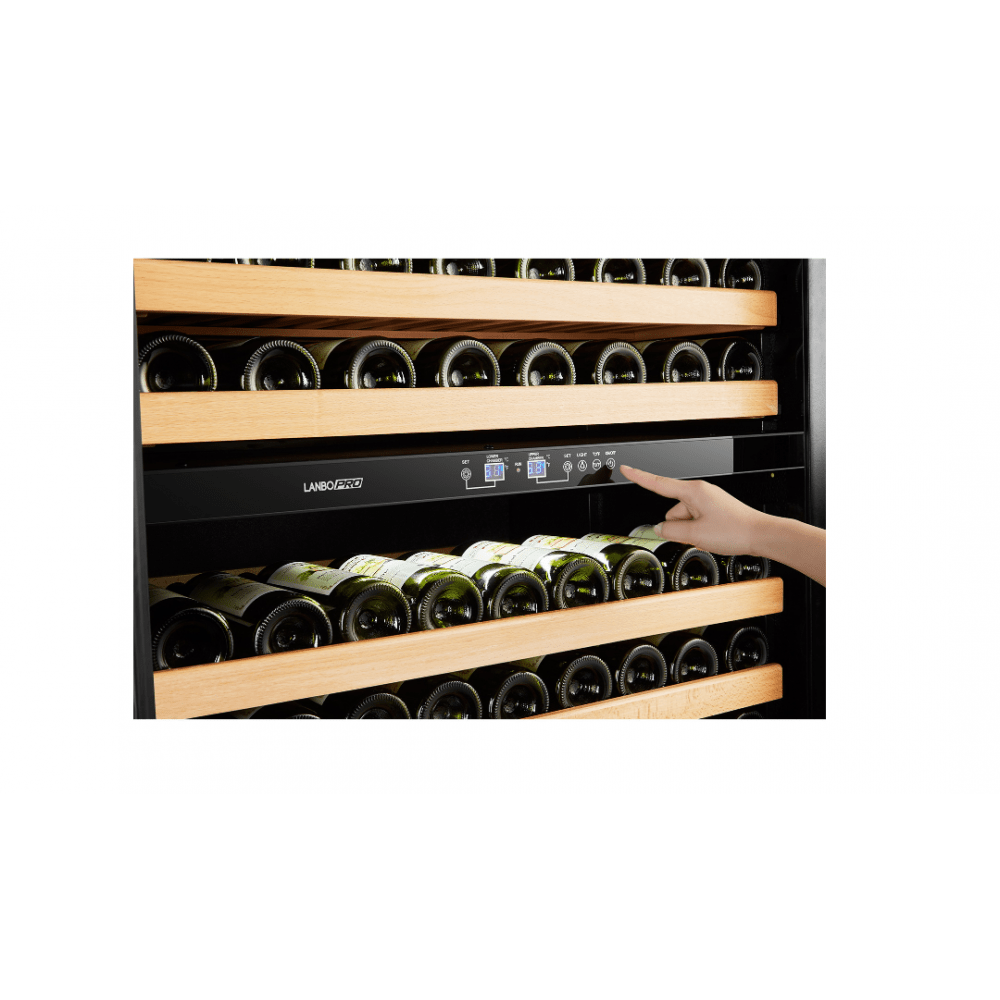 Lanbo 287 Bottles Dual Black French Door Wine Coolers LP328D I Luxury Appliances Direct