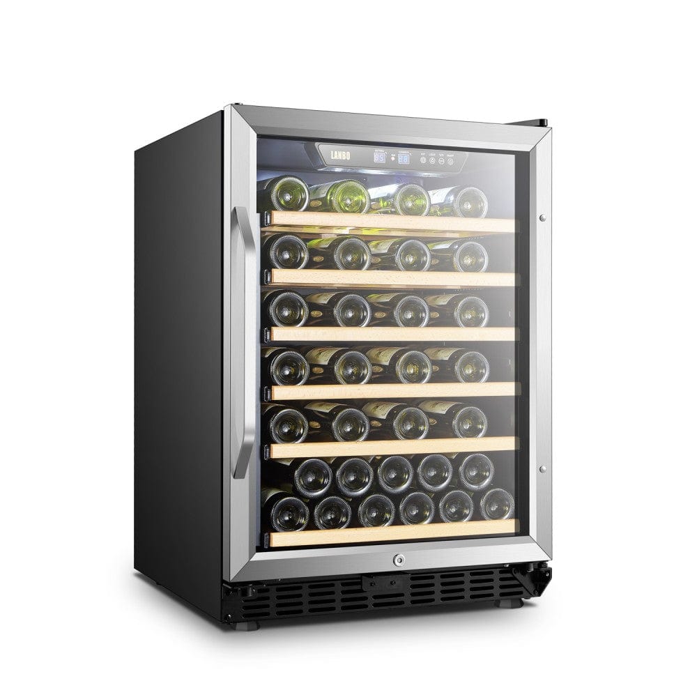Lanbo 52 Bottles Single Zone Stainless Steel Wine Coolers LW52S I Luxury Appliances Direct