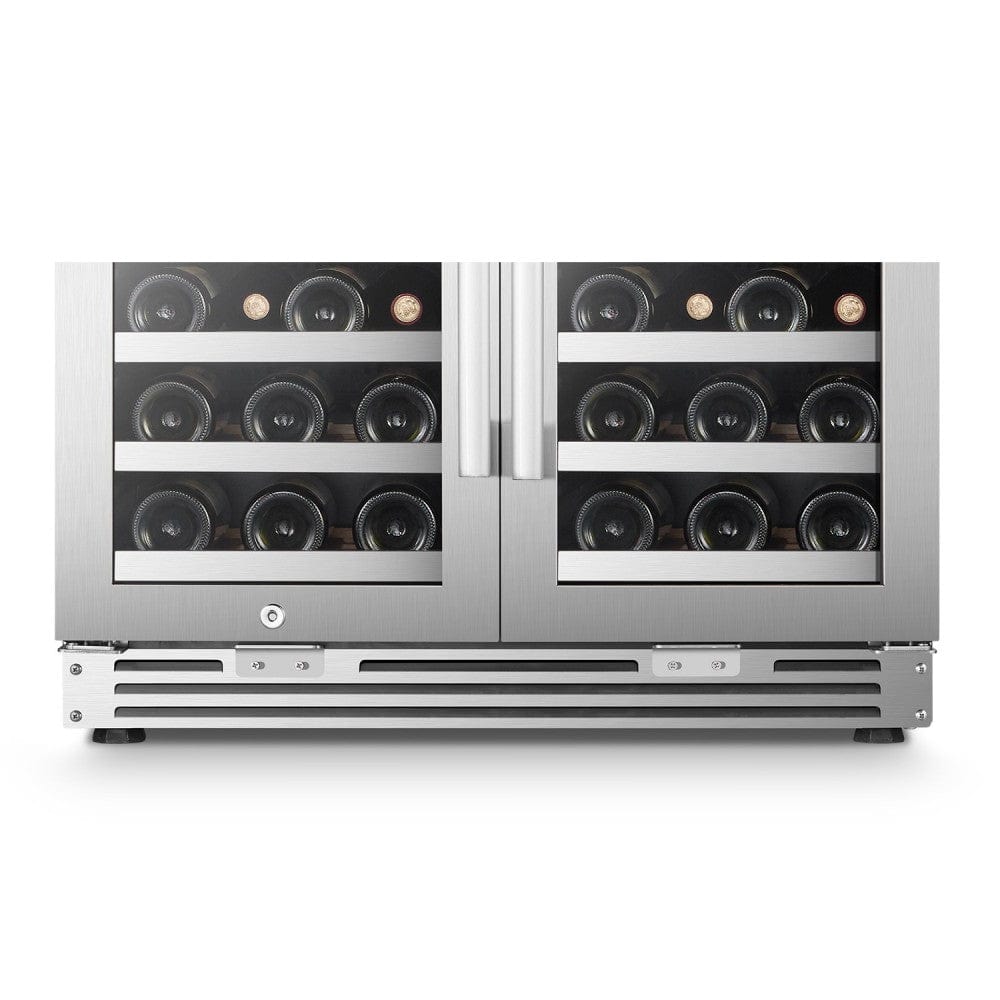 Lanbo 62 Bottles Dual Door Stainless Steel Wine Coolers LP66D I Luxury Appliances Direct