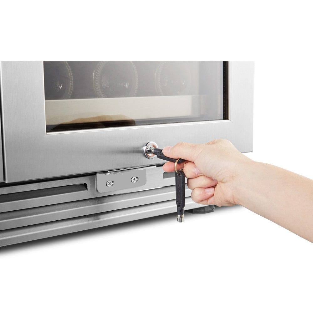 Lanbo 62 Bottles Dual Door Stainless Steel Wine Coolers LP66D I Luxury Appliances Direct