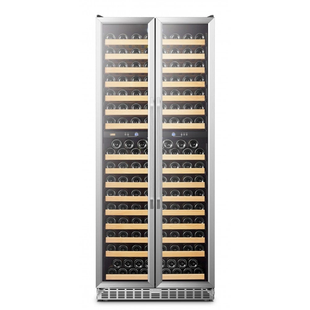 Lanbo Luxury 287 Bottles Dual Door Stainless Steel Wine Coolers LW328DD I Luxury Appliances Direct