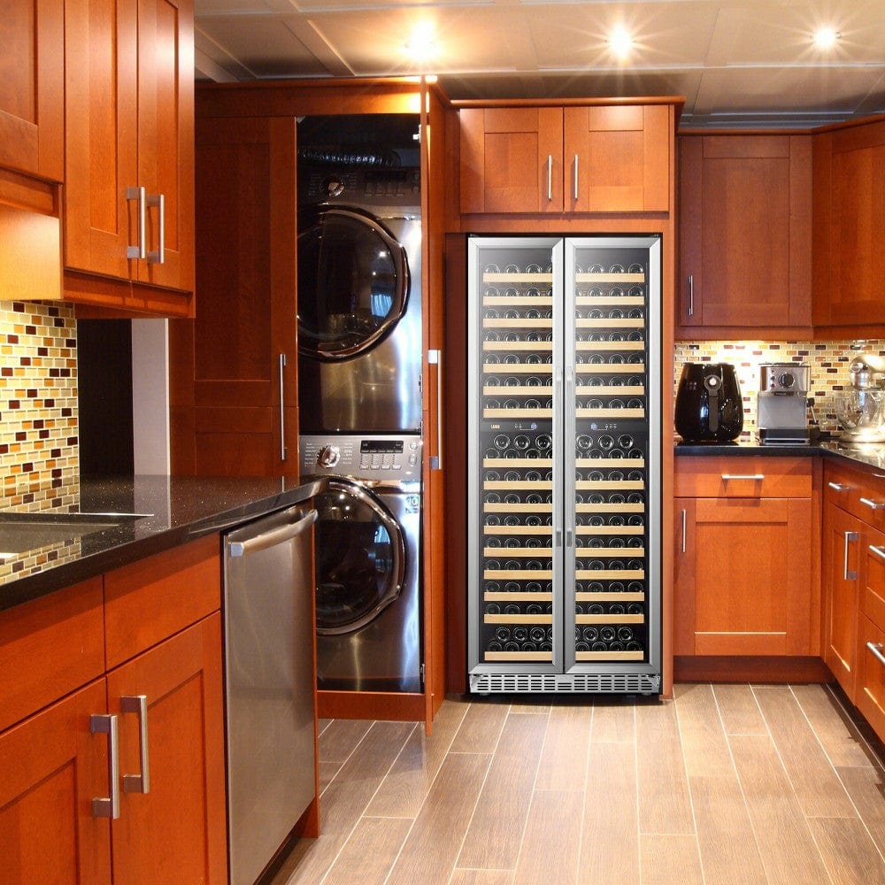 Lanbo Luxury 287 Bottles Dual Door Stainless Steel Wine Coolers LW328DD I Luxury Appliances Direct