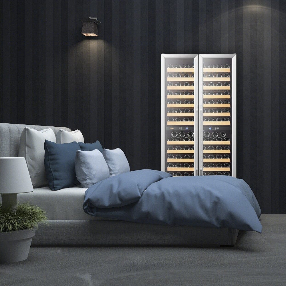 Lanbo Luxury 287 Bottles Dual Door Stainless Steel Wine Coolers LW328DD I Luxury Appliances Direct