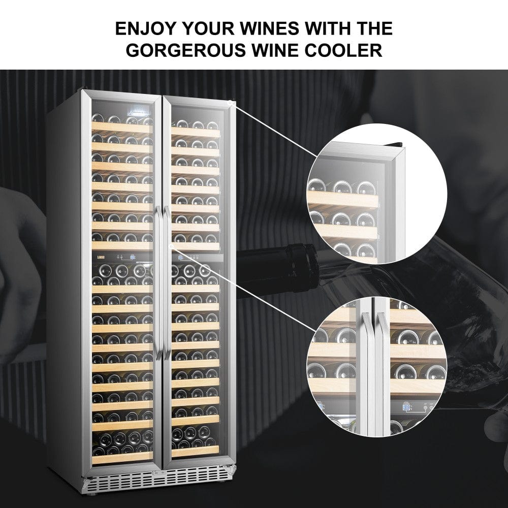 Lanbo Luxury 287 Bottles Dual Door Stainless Steel Wine Coolers LW328DD I Luxury Appliances Direct