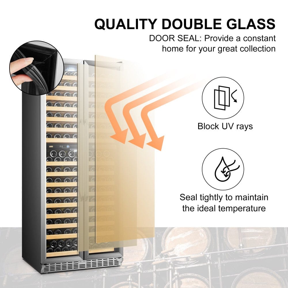 Lanbo Luxury 287 Bottles Dual Door Stainless Steel Wine Coolers LW328DD I Luxury Appliances Direct