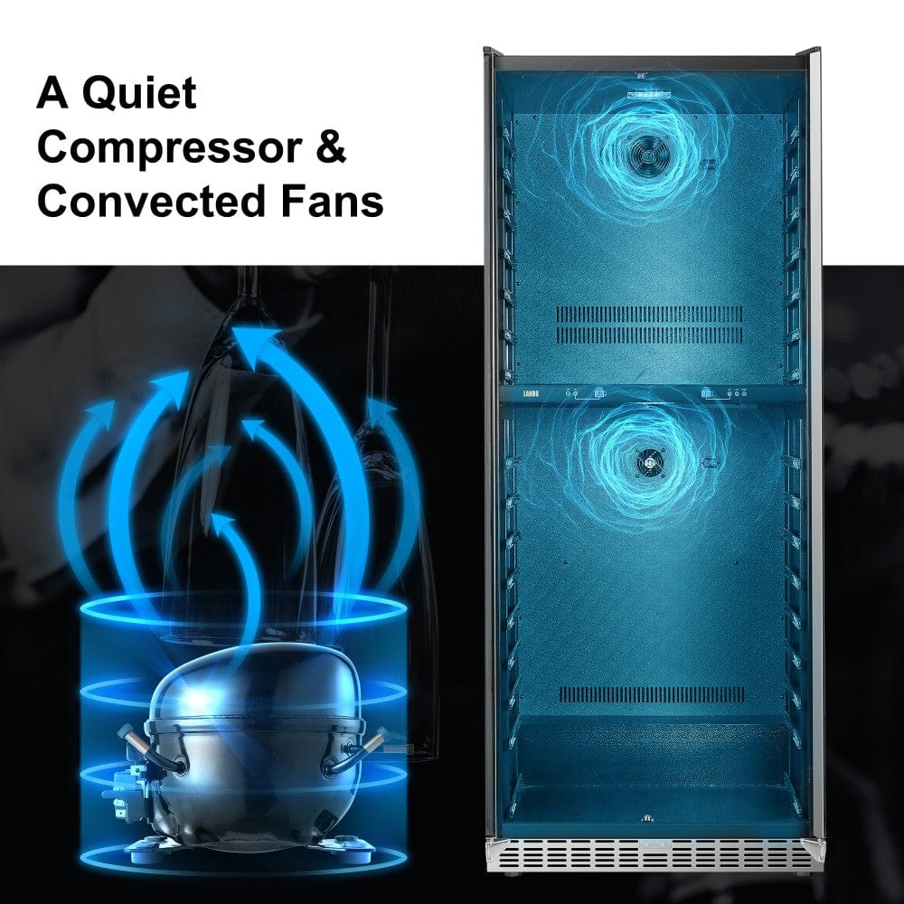 Lanbo Luxury 287 Bottles Dual Door Stainless Steel Wine Coolers LW328DD I Luxury Appliances Direct