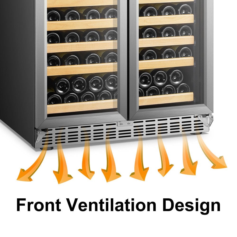 Lanbo Luxury 287 Bottles Dual Door Stainless Steel Wine Coolers LW328DD I Luxury Appliances Direct