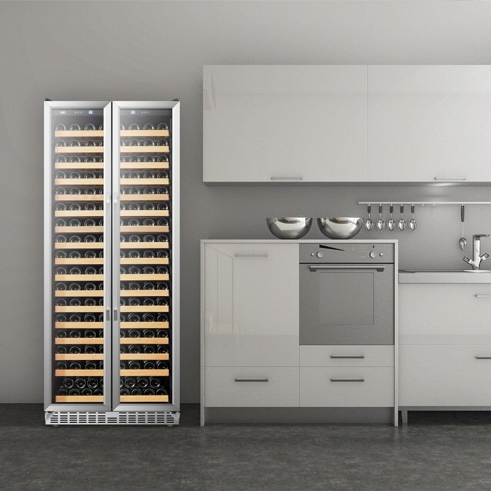 Lanbo Luxury 289 Bottles Dual Door Stainless Steel Wine Coolers LW328SD I Luxury Appliances Direct