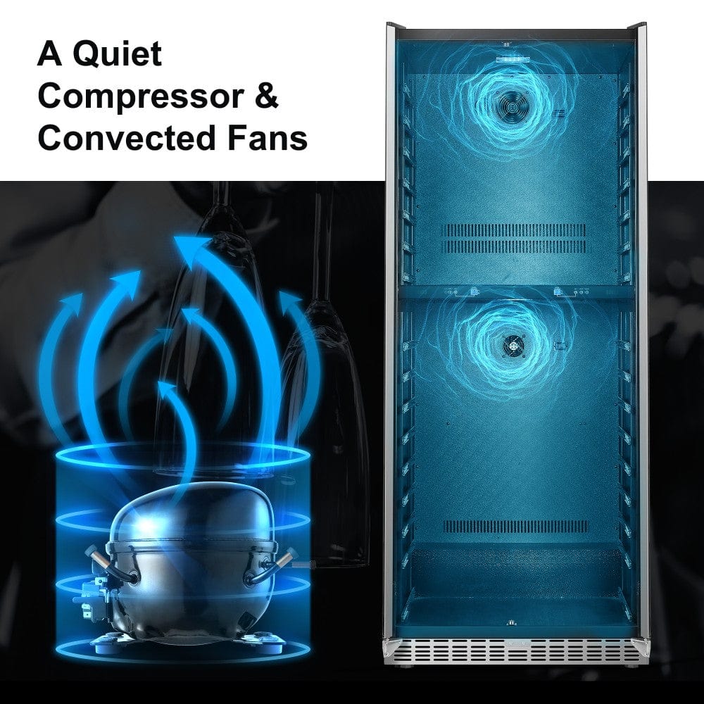 Lanbo Luxury 289 Bottles Dual Door Stainless Steel Wine Coolers LW328SD I Luxury Appliances Direct