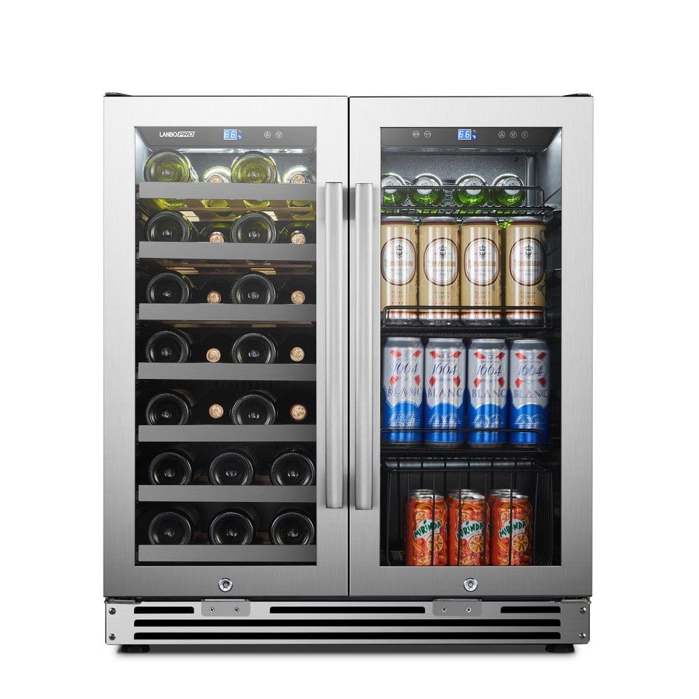 Lanbo Pro 30" Dual Zone Stainless Steel Wine and Beverage Coolers LP66B I Luxury Appliances Direct