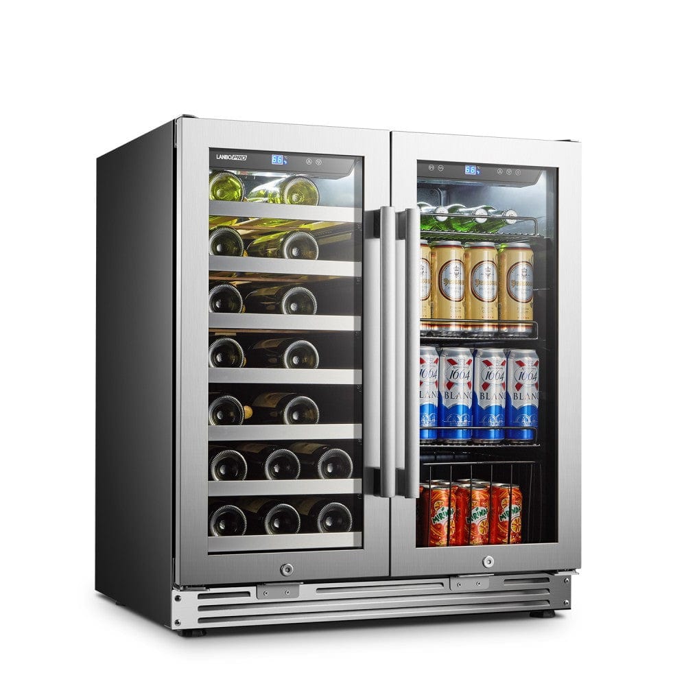 Lanbo Pro 30" Dual Zone Stainless Steel Wine and Beverage Coolers LP66B I Luxury Appliances Direct