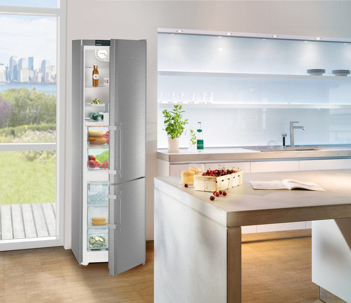 Liebherr 24" Freestanding Smart Steel Double Door Fridge-Freezer CBS 1360 I Luxury Appliances Direct