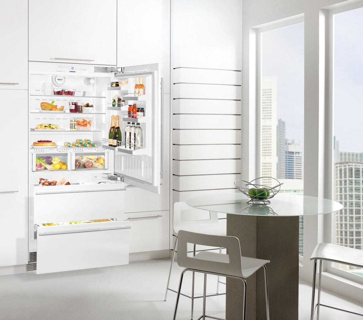 Liebherr 36" Built-in Right-Single Door Fridge 2-Drawer Freezer HCB 2080 I Luxury Appliances Direct