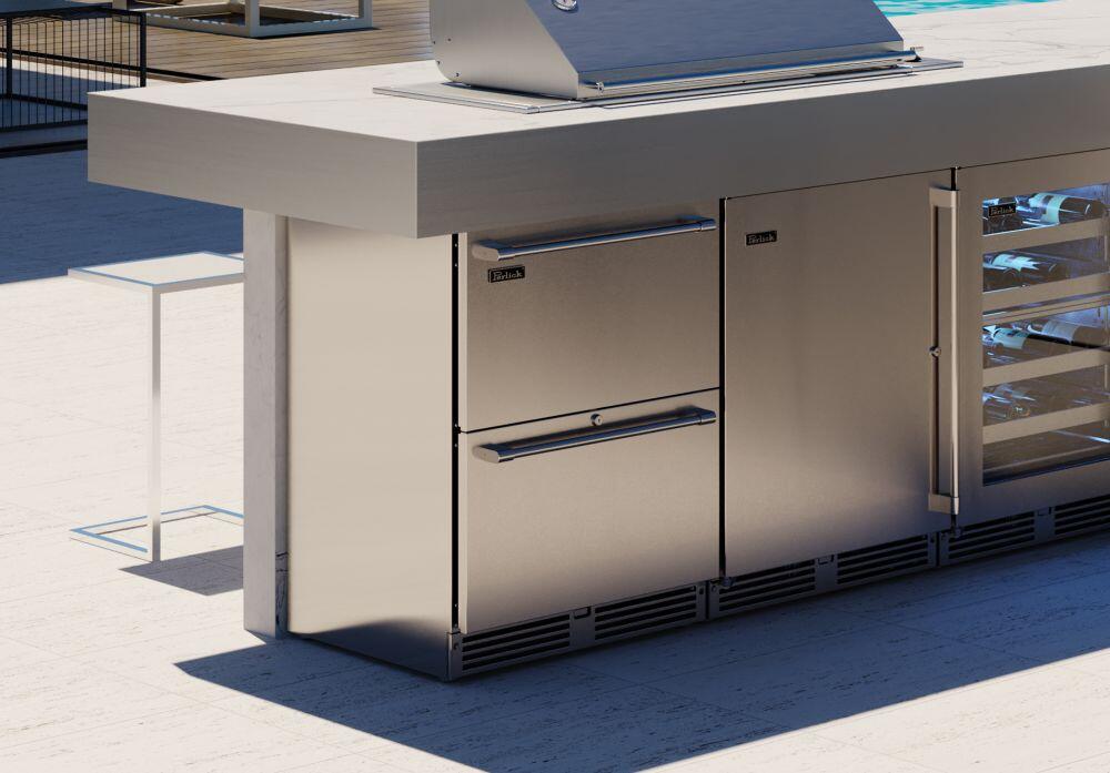 Perlick 24-Inch Signature Series Outdoor Built-In Drawer Counter Depth Compact Freezer with 5 cu. ft. Capacity in Stainless Steel HP24FM-4-5 I Luxury Appliances Direct