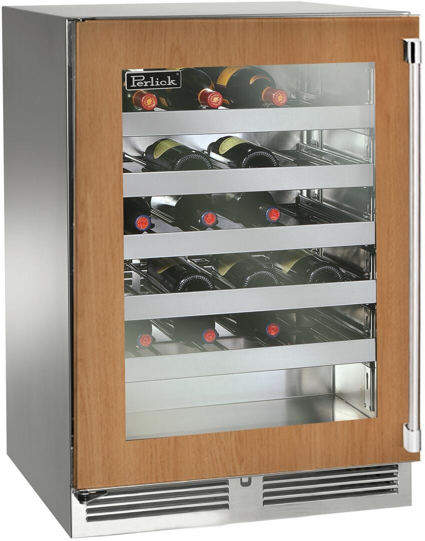 Perlick Signature Series 24" Built-In Wine Cooler with 45 Bottle Capacity Single Zone with Glass Door in Panel Ready HP24WM-4-4 I Luxury Appliances Direct
