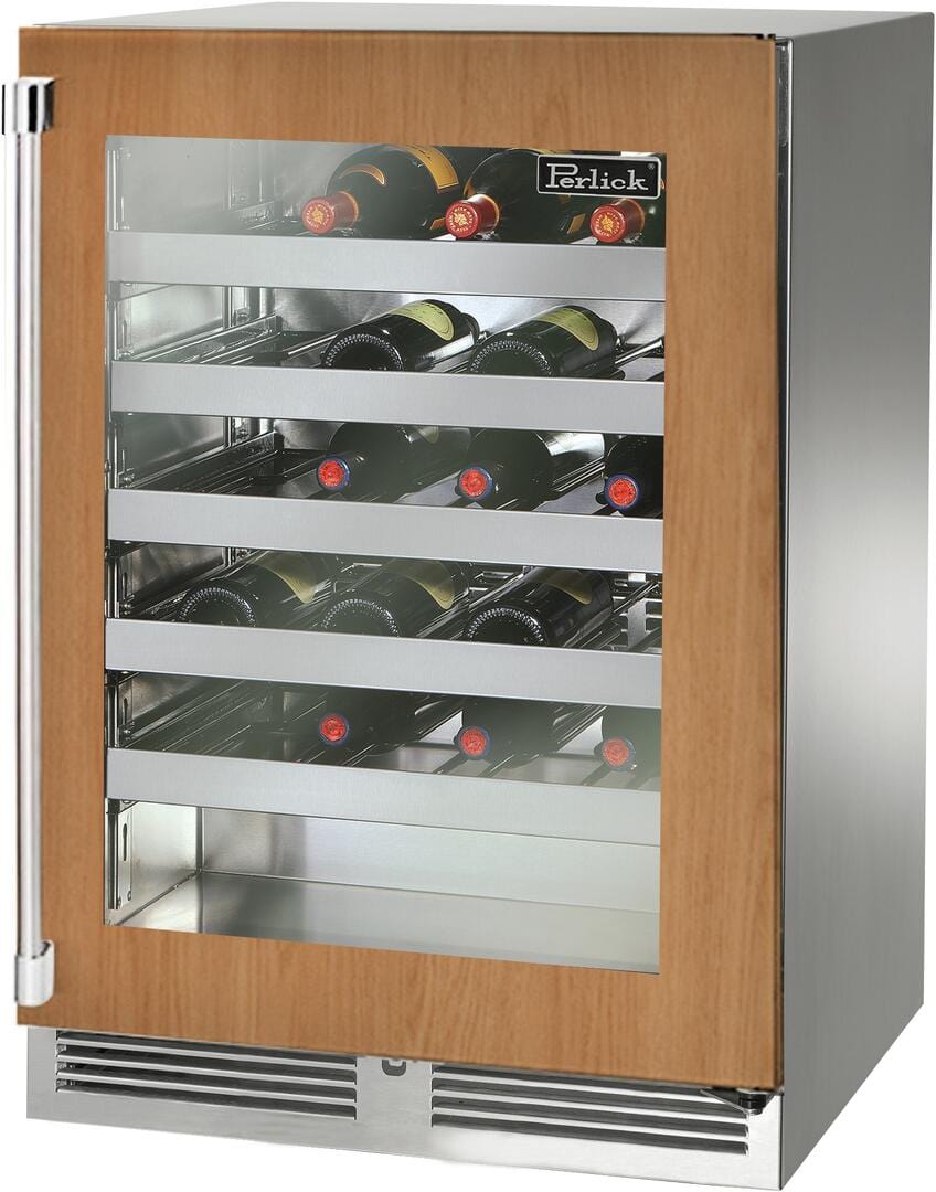 Perlick Signature Series 24" Built-In Wine Cooler with 45 Bottle Capacity Single Zone with Glass Door in Panel Ready HP24WM-4-4 I Luxury Appliances Direct
