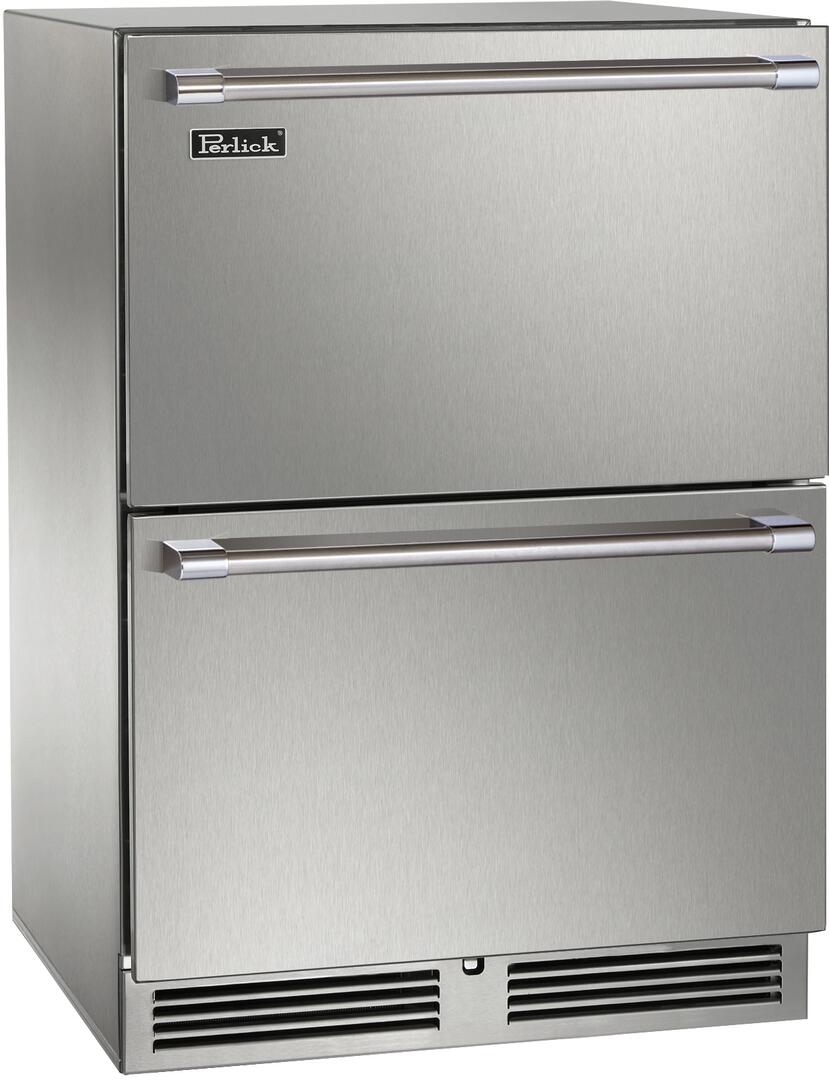 Perlick Signature Series 24-Inch Built-In Counter Depth Drawer Dual Zone Refrigerator & Freezer with 5 cu. ft. Capacity in Stainless Steel HP24ZS-4-5 I Luxury Appliances Direct