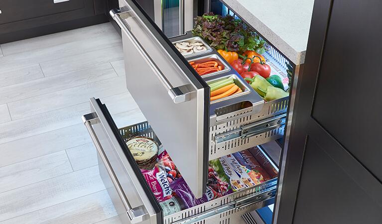 Perlick Signature Series 24-Inch Outdoor Built-In Counter Depth Drawer Dual Zone Refrigerator & Freezer with 5 cu. ft Capacity in Stainless Steel HP24ZO-4-5 I Luxury Appliances Direct