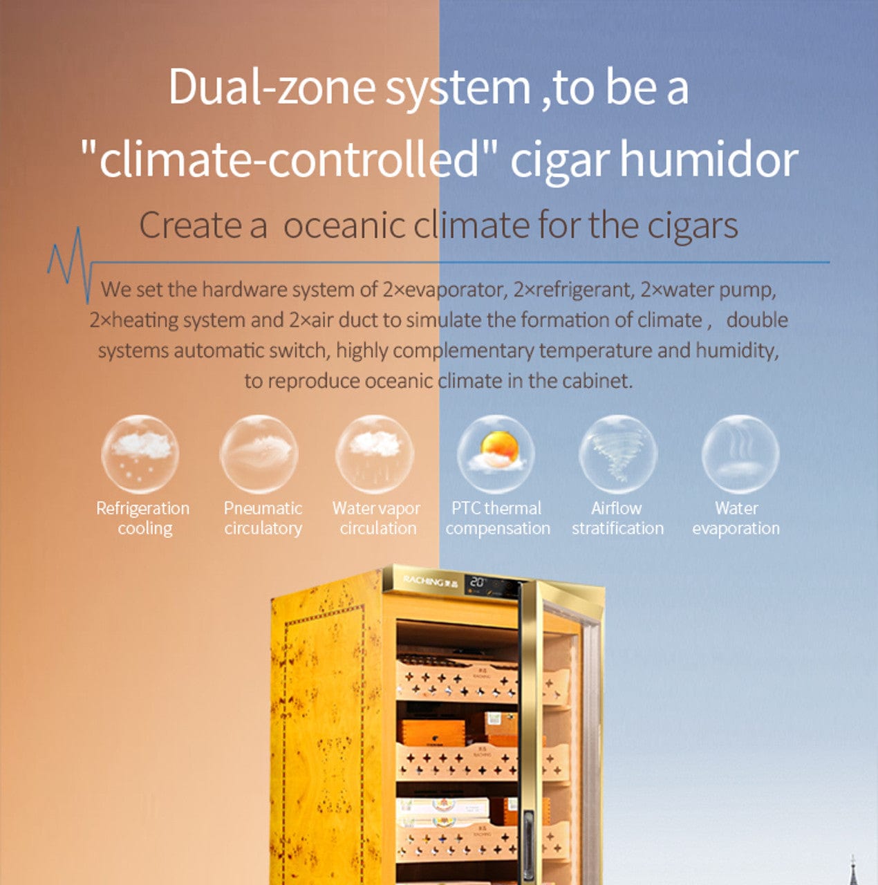 Raching MON1800 Precision Climate Controlled Cigar Humidor Cabinet I Luxury Appliances Direct