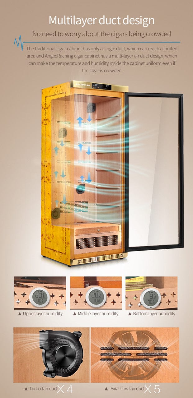 Raching MON1800 Precision Climate Controlled Cigar Humidor Cabinet I Luxury Appliances Direct