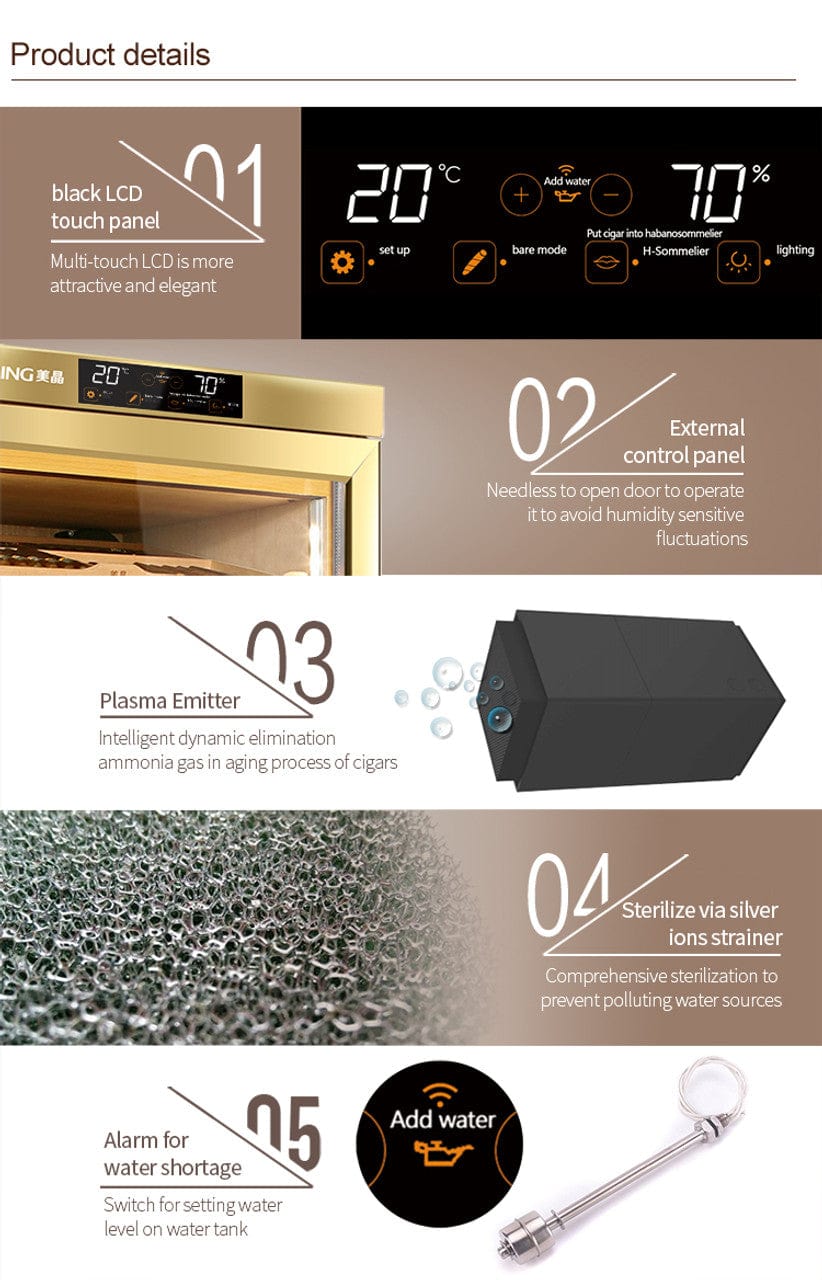 Raching MON1800 Precision Climate Controlled Cigar Humidor Cabinet I Luxury Appliances Direct