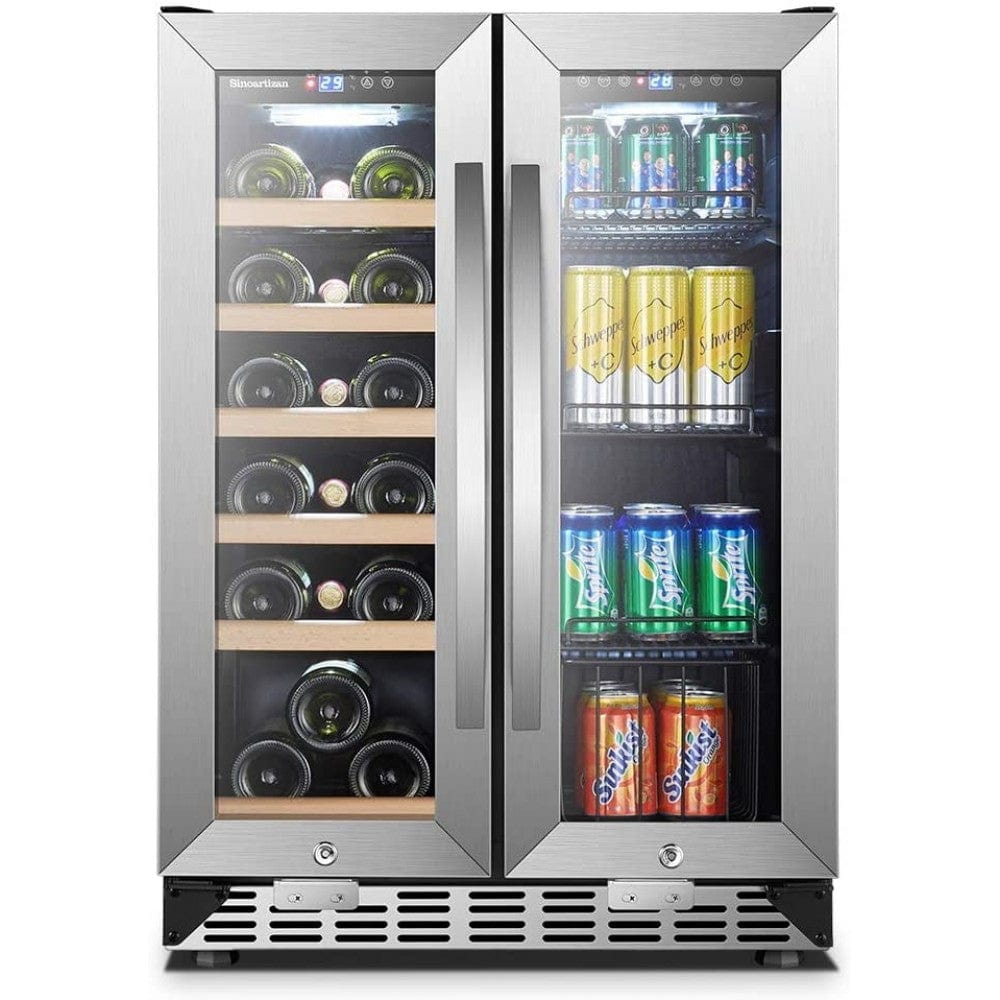 Sinoartizan 24" Dual Zone Stainless Steel Wine and Beverage Coolers ST-36B I Luxury Appliances Direct