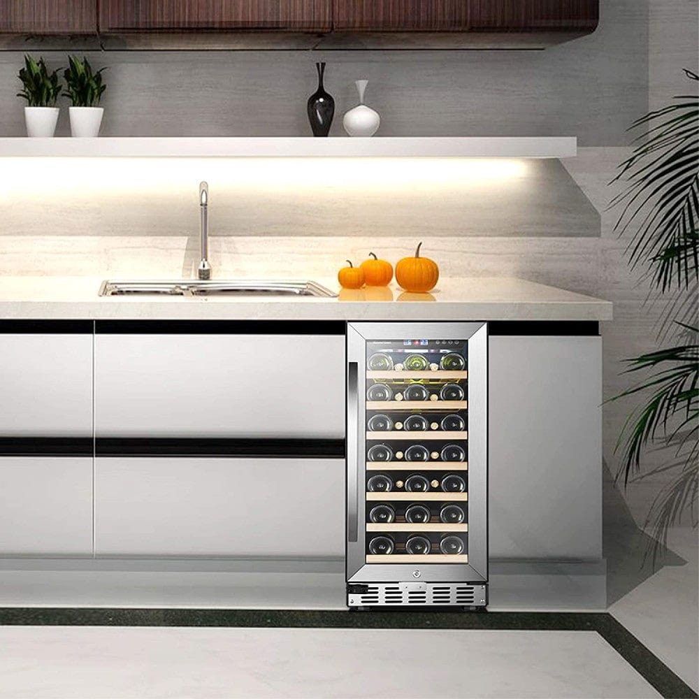 Sinoartizan 33 Bottles Single Zone Stainless Steel Wine Coolers ST-33S I Luxury Appliances Direct