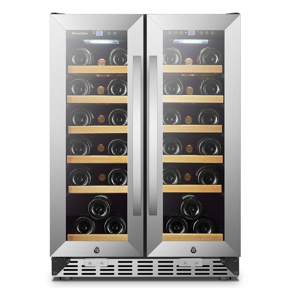 Sinoartizan 36 Bottles Dual Zone Stainless Steel Wine Coolers ST-36D I Luxury Appliances Direct