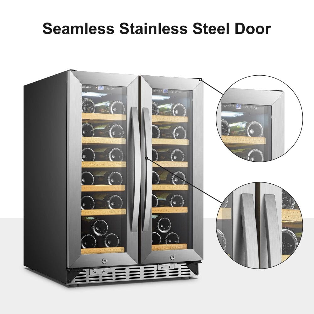 Sinoartizan 36 Bottles Dual Zone Stainless Steel Wine Coolers ST-36D I Luxury Appliances Direct