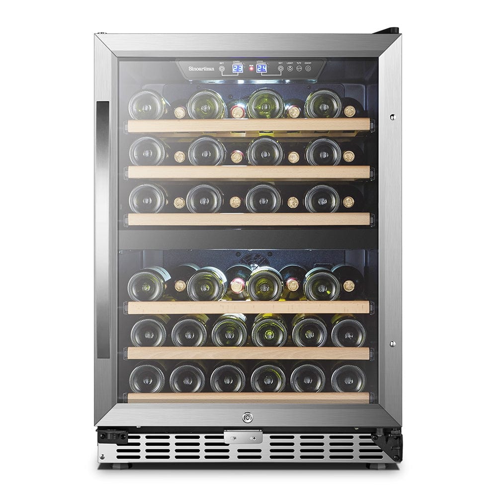 Sinoartizan 44 Bottles Dual Zone Stainless Steel Wine Coolers ST-54D I Luxury Appliances Direct