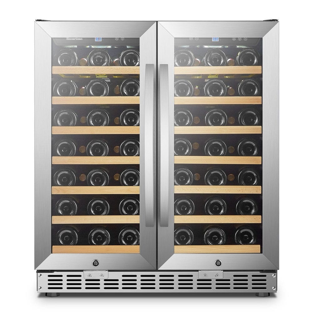Sinoartizan 62 Bottles Dual Door Stainless Steel Wine Coolers ST-66D I Luxury Appliances Direct