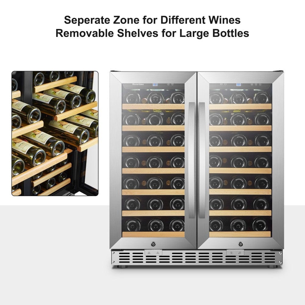 Sinoartizan 62 Bottles Dual Door Stainless Steel Wine Coolers ST-66D I Luxury Appliances Direct