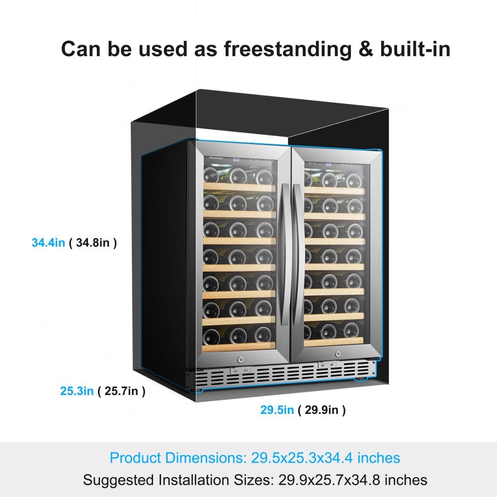 Sinoartizan 62 Bottles Dual Door Stainless Steel Wine Coolers ST-66D I Luxury Appliances Direct