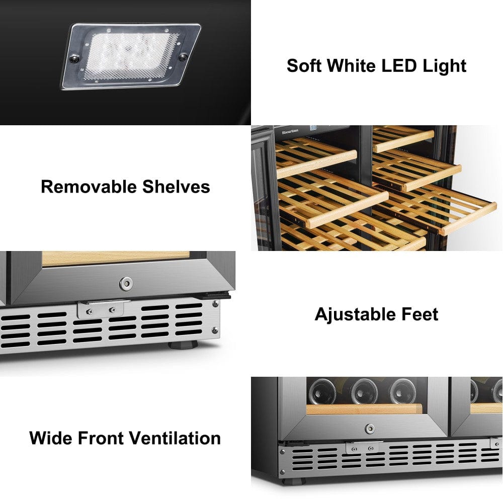 Sinoartizan 62 Bottles Dual Door Stainless Steel Wine Coolers ST-66D I Luxury Appliances Direct