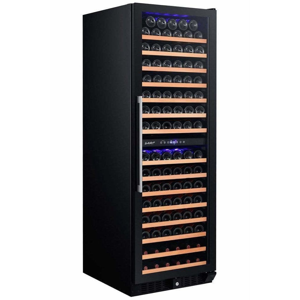Smith & Hanks 166 Bottle Dual Zone Smoked Black Glass Wine Fridge RW428DRG I Luxury Appliances Direct