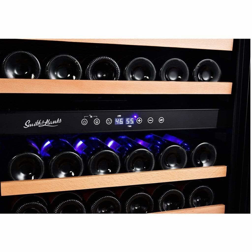 Smith & Hanks 166 Bottle Dual Zone Smoked Black Glass Wine Fridge RW428DRG I Luxury Appliances Direct