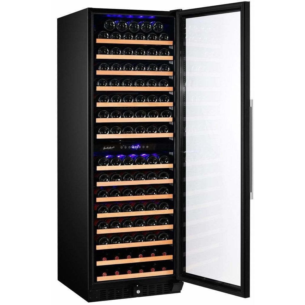 Smith & Hanks 166 Bottle Dual Zone Smoked Black Glass Wine Fridge RW428DRG I Luxury Appliances Direct