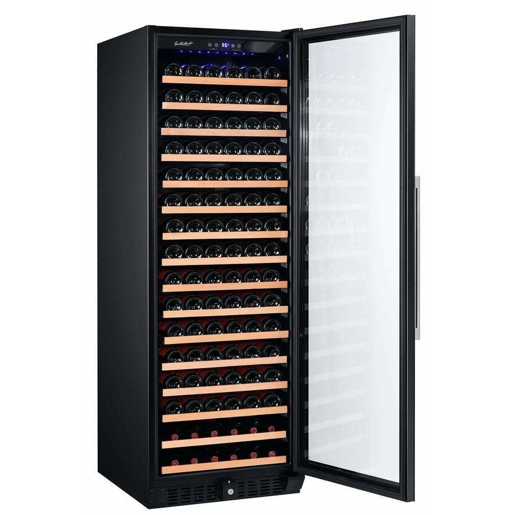 Smith & Hanks 166 Bottle Single Zone Smoked Black Glass Wine Fridge RW428SRG I Luxury Appliances Direct