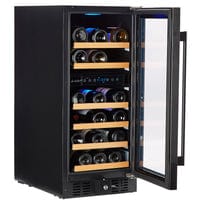 Smith & Hanks 32 Bottle Black Stainless Under Counter Dual Zone Wine Cooler RW88DRBSS I Luxury Appliances Direct