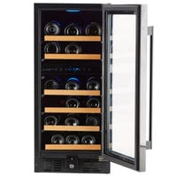Smith & Hanks 32 Bottle Black Stainless Under Counter Dual Zone Wine Cooler RW88DRBSS I Luxury Appliances Direct