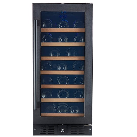 Smith & Hanks 34 Bottle Single Zone Black Stainless Steel Wine Fridge RE55007 I Luxury Appliances Direct