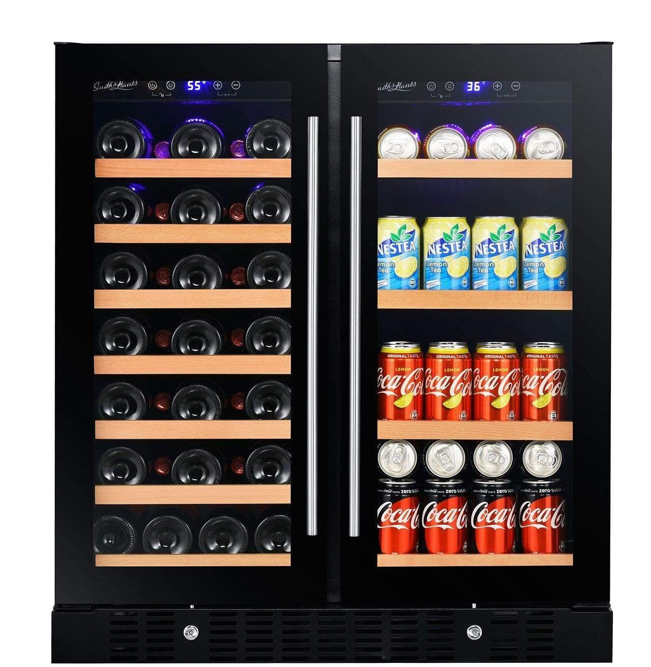 Smith & Hanks Smoked Black Glass Wine and Beverage Fridge BEV176D I Luxury Appliances Direct