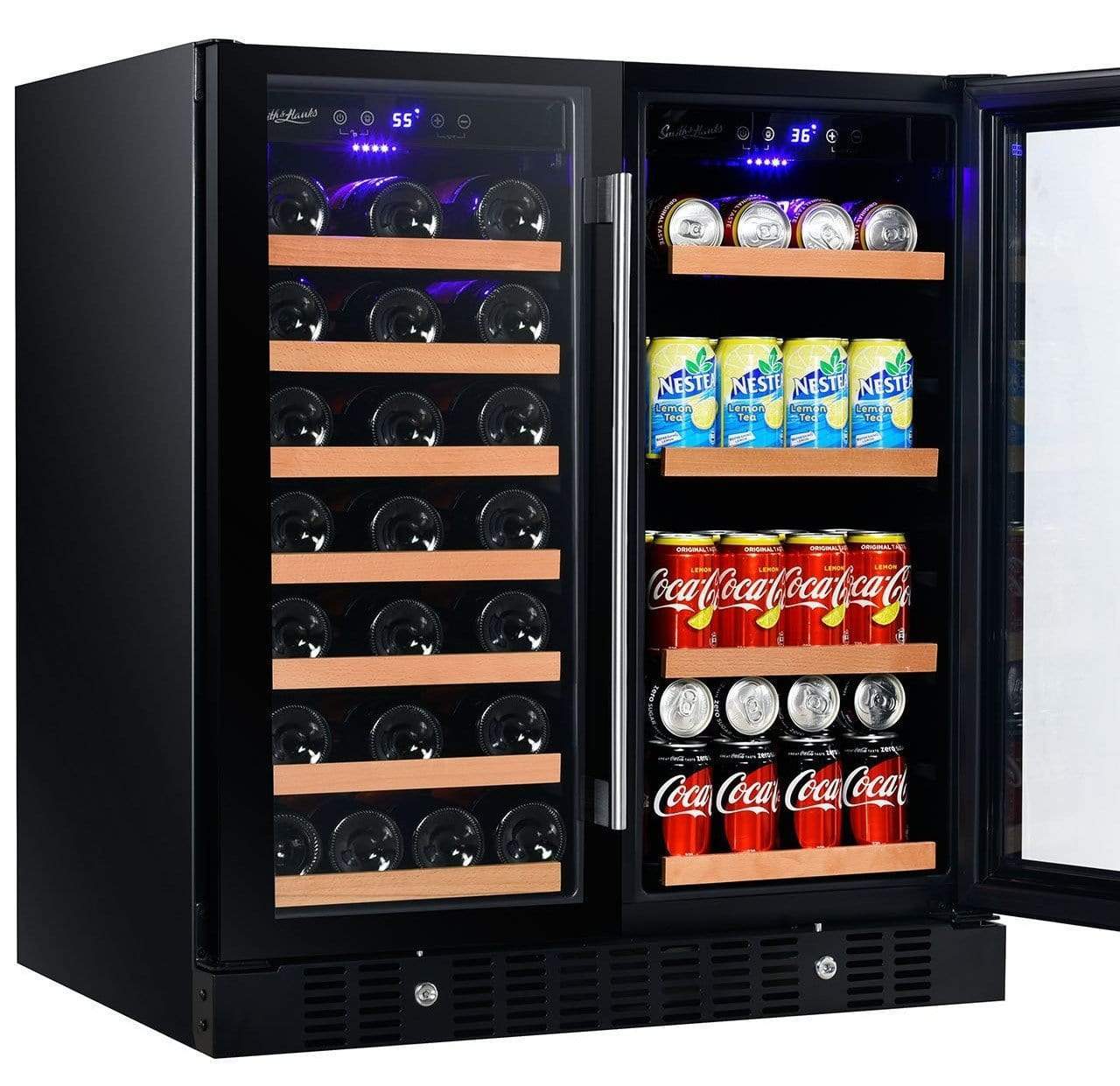 Smith & Hanks Smoked Black Glass Wine and Beverage Fridge BEV176D I Luxury Appliances Direct