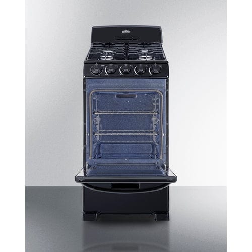 Summit 20" Wide Black Gas Range RG201B